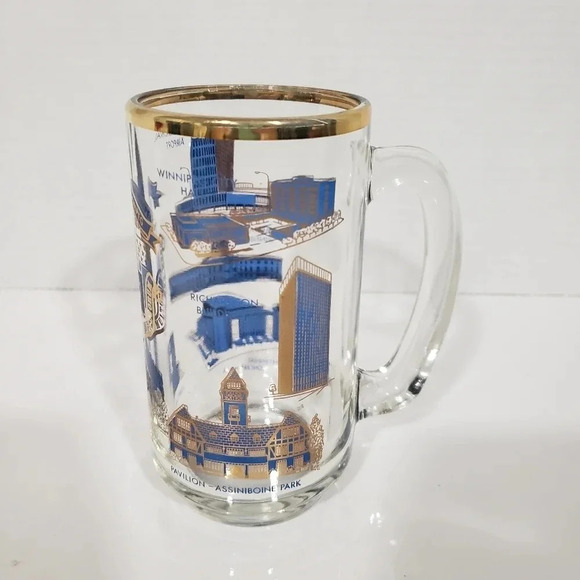 Vtg Historical Sovenir City Of Winnepeg Canadian Government/Parliament Glass Mug - Picture 1 of 6